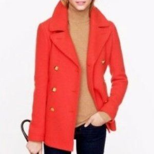 J. Crew Stadium Cloth Wool Blend Pea Coat | Orange